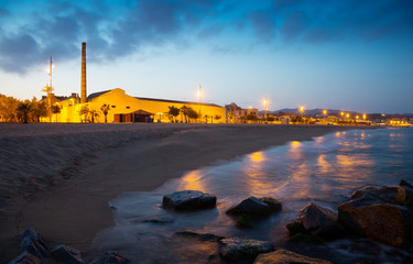 Twilight view of beach  at Badalona