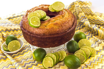 Fototapeta na wymiar fresh baked key lime pudding cake