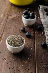 Healthy chia pancakes with blueberries