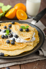 Healthy chia pancakes with blueberries