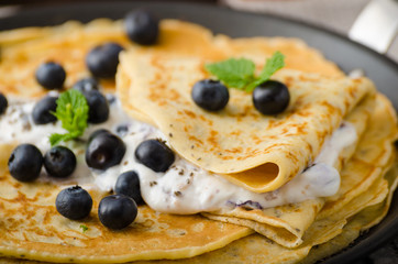 Healthy chia pancakes with blueberries