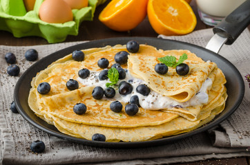 Healthy chia pancakes with blueberries
