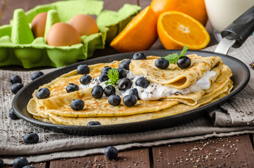 Healthy chia pancakes with blueberries
