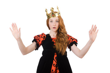 Red hair princess in orange dress isolated on white © Elnur
