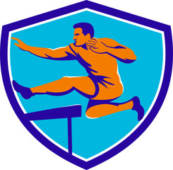 Track And Field Athlete Jumping Hurdle