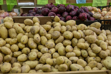 potatoes group as background