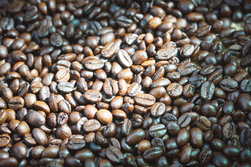 Coffee Beans with filter effect retro vintage style