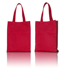 red fabric bag on white background