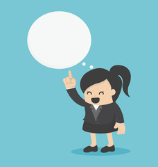 young Business Woman  indicate cloud text