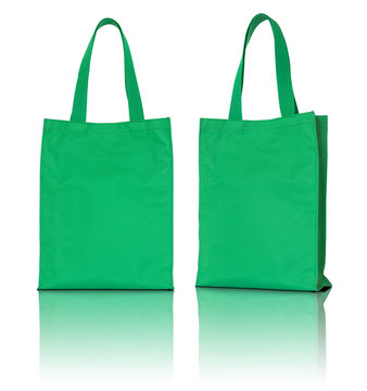 Green Fabric Bag On White Background