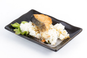 Grilled Salmon Teriyaki with rice