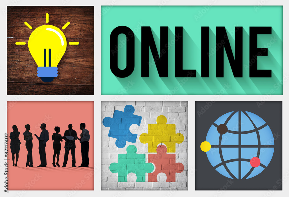 Poster online social networking technology connection concept