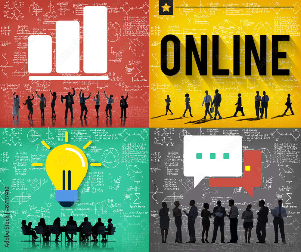 Poster online social networking technology connection concept