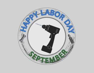 Happy Labor Day Logo with tools inside