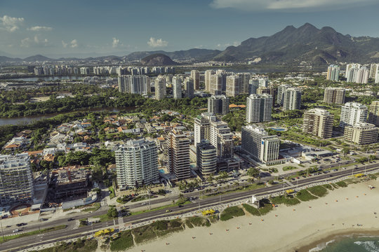 Rio de Janeiro, Barra da Tijuca beach with modern architecture