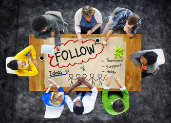 Follow Track Subscribe Social Media Concept