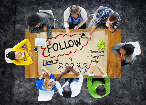 Follow Track Subscribe Social Media Concept - Powered by Adobe