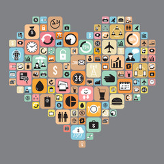 Infographics icon in heart. vector format