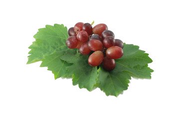 Red grapes on white background