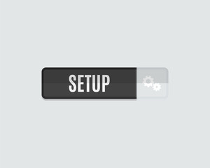 Setup web button, gear icon, flat design