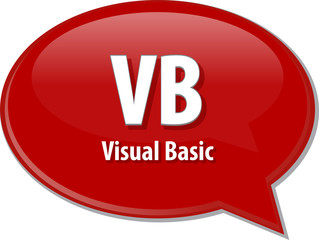 VB acronym definition speech bubble illustration
