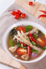 sour and spicy chicken feet soup
