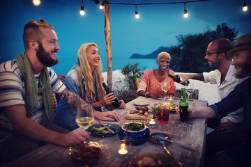 Diverse Ethnic Friendship Party Leisure Happiness Concept