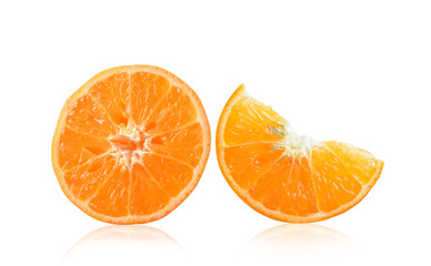 slice of orange on white background