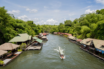 Jungle rafting is a famous activity in Sai Yok Yai.