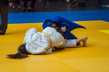 Girls compete in Judo