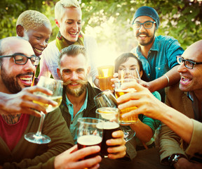 Diverse People Friends Hanging Out Drinking Concept