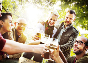 Diverse People Friends Hanging Out Drinking Concept
