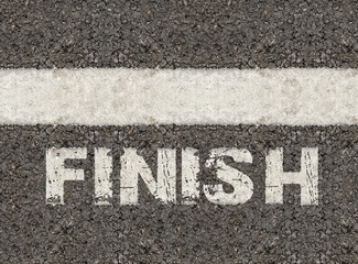 finish word on asphalt road