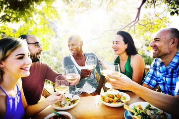 Diversity Friendship Dining Hanging out Luncheon Concept
