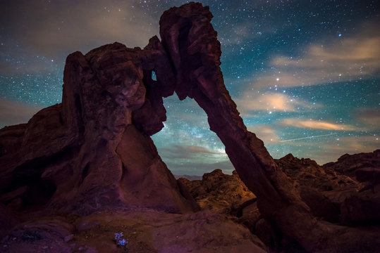 Elephant Rock at night Valley of Fire Nevada