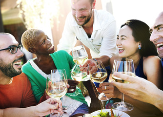 Diverse People Friends Hanging Out Drinking Concept