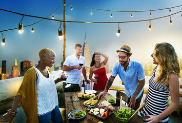 Diverse Summer Party RoofTop Fun Concept