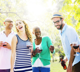 Diverse People Friends Hanging Out Drinking Concept