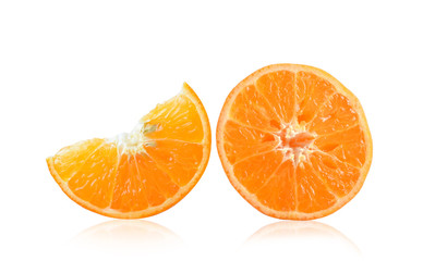slice of orange on white background