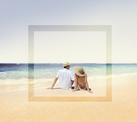 Honeymoon Couple Summer Beach Dating Concept
