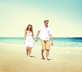 Honeymoon Couple Summer Beach Dating Concept