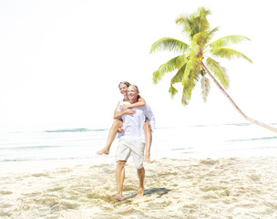 Honeymoon Couple Summer Beach Dating Concept