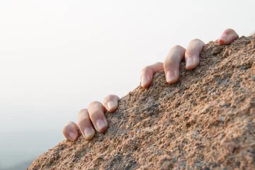 Foto op Aluminium Rock climbing, close-up finger © daizuoxin
