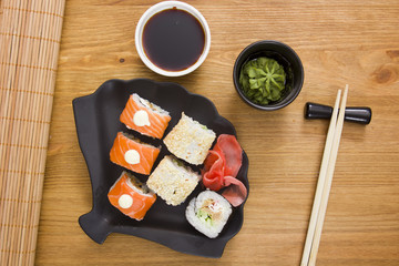 Set of sushi and rolls