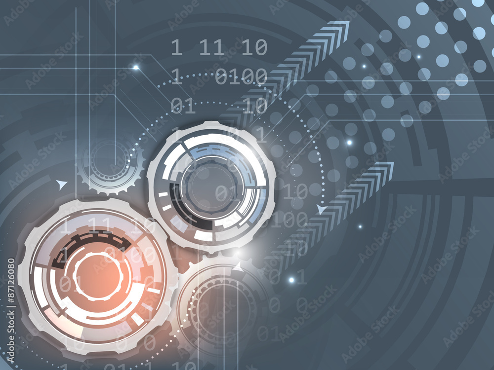 Poster gears on abstract vector background