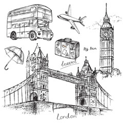 sketch illustration travel set London