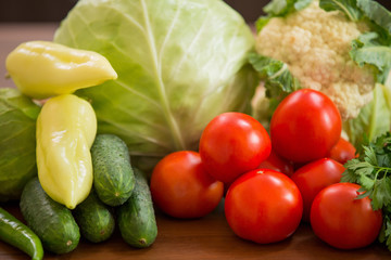 tomato, cabbage, cucumber and pepper