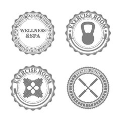 Set of sports emblems in retro style, vector illustration