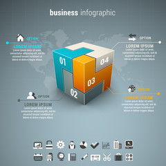 Business infographic made of cube.