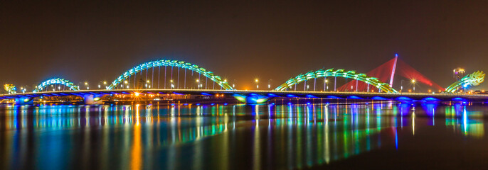 Night bridge in Da Nang ciy, Vietnam